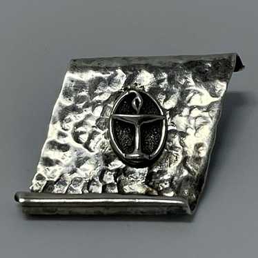 Flaming Chalice Open Scroll Brooch Pin Hammered S… - image 1