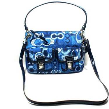 バッグ Vintage Coach Poppy Word Block Denim Bag Coach Poppy Signature Denim Patchwork Leather Crossbody