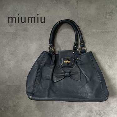 バッグ Miu Miu 2way leather hand bag navy Miu Miu Women's 2-Way Handbag Shoulder Bag Leather Navy Used