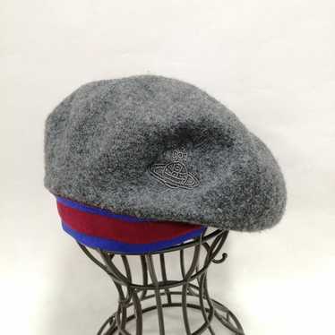 帽子 Vivienne Westwood 90s Orb Check Beret Vivienne Westwood Orb Beret Hat Beige Logo Cap Size S - M