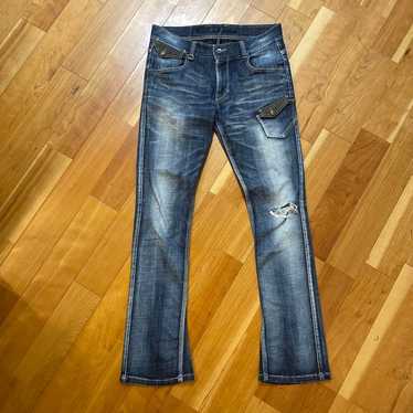 パンツ 00s nicole leather pockets flared denim 00s nicole leather pockets flared denim（Nicole Miller High