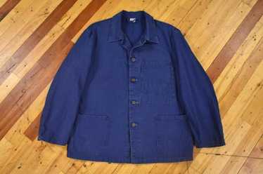 古 M相当 French HBT Chore Work Jacket 50s Hbt french workwear jacket - Gem