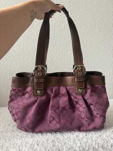 バッグ Coach Soho signature Shoulder Bag Purple Coach Soho Signature Logo-Jacquard Bag