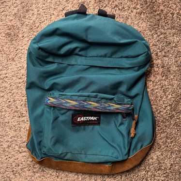【USA製】Eastpak Backpack Suede Bottom Vintage Rare Eastpak Backpack Green Suede Leather Bottom