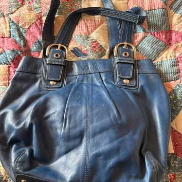 バッグ vintage coach Soho Hobo hand bag navy Vintage Coach 8A16 Navy Suede & Leather Large Soho Hobo Bag