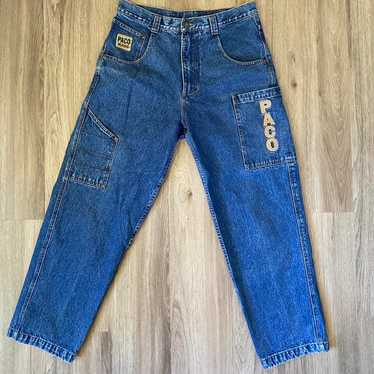 パンツ 90s PACO JEANS Super Baggy Cargo Denim Vintage Paco Jeans Boys YOUTH Baggy Cargo Utility Skater