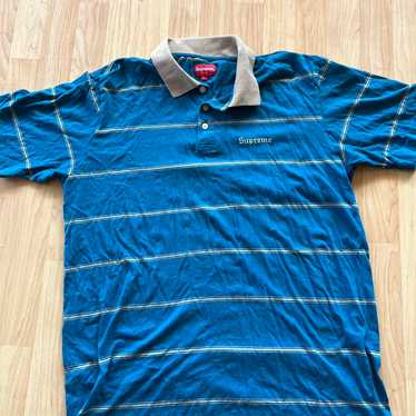 トップス Supreme Cursive Polo \"Navy Stripe Buy Supreme Cursive Polo 'Navy Stripe' - SS25KN91 NAVY