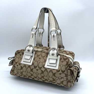 美品　Coach Soho Signature Mini Boston Bag COACH Soho Signature Handbag Mini Boston Bag Turnlock Pink