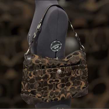バッグ Coach Signature Hobo Shoulder Bag Suede Coach signature suede hobo - Gem