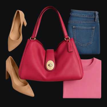 バッグ Coach Legacy Shoulder Bag Turn Lock Pink Rare Raspberry Pink Coach Legacy Turnlock Purse