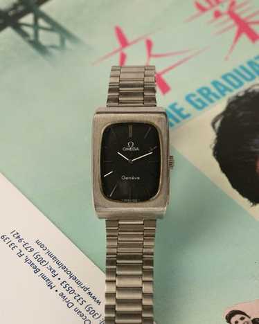 ジャンク品OMEGA Geneve ブラックレザーバンド Black omega geneve - Gem