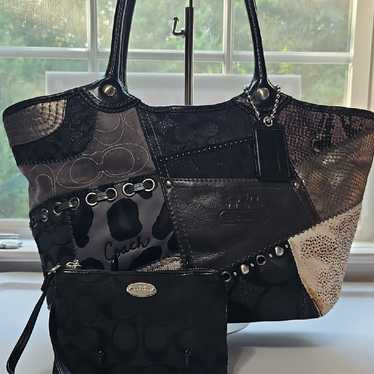 バッグ Coach Patchwork Signature tote bag 1615 COACH GOLD METALLIC MOSAIC PATCHWORK SIGNATURE SHOULDER BAG
