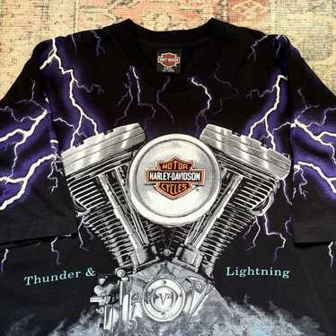トップス Harley Davidson 90s Thunder&Lightning 90s 3D Harley Davidson Thunder & Lightening Motorcycle T