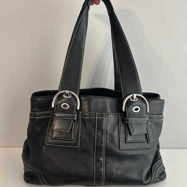 バッグ COACH Soho W Pocket Tote Bag Handbag NEW Coach Soho Lg Black Leather Double Pocket Business Purse