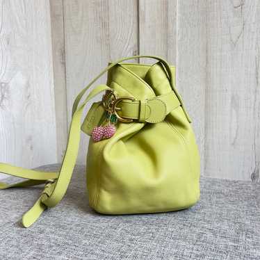 バッグ Vintage Coach Baguette Small Bag Lime Coach Signature Demi mini Pouch Hand Bag Canvas Leather Lime