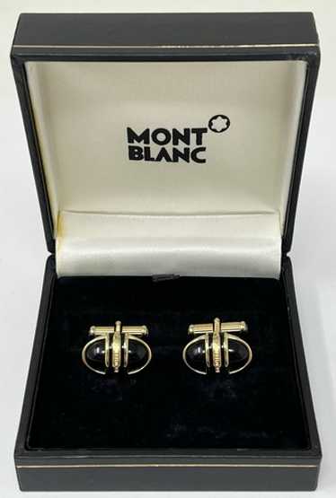 MONTBLANC カフリンクス ゴールド ブラック gold-steel-montblanc-cufflinks