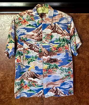 トップス 60s Penney's vintage rayon shirt 50s トップス 50's 60's vintage rayon shirt Vintage 1950s Blue