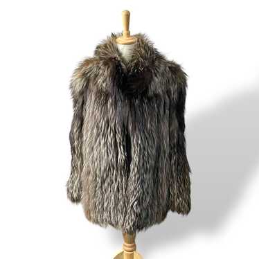 ジャケット・アウター SAGA FOX Silver Fox Long Coat 120cm AUTHENTIC SILVER FOX FUR COAT By Saga Fox Mid-length Vintage Large