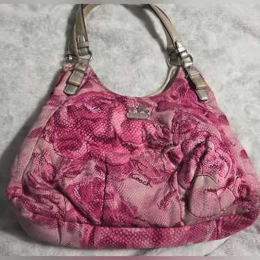 美品 Coach Maggie Madison Pink Floral Hobo Coach Madison Floral Embroidered 'Maggie' Shoulder Handbag
