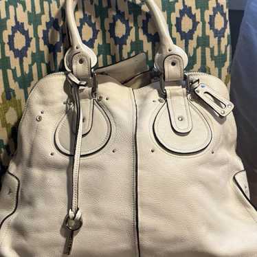 Chloé パディントン CREME クリーム 人気 Chloe Cream/Silver Shimmer Leather Mini Paddington Satchel