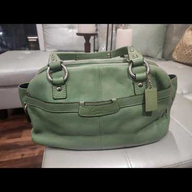 バッグ Vintage Coach Chrystie Bag Green Leather Vintage Coach Avenue Bag 9886 Forest Green USA 1990's