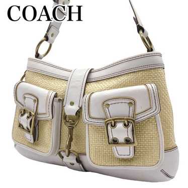 バッグ Coach Legacy Buckle Straw Shoulder Bag Rare Vintage Coach Legacy Buckle Straw Shoulder Bag