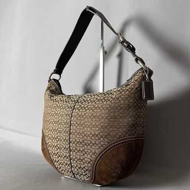 バッグ Coach Signature Hobo Shoulder Bag Suede Coach signature suede hobo - Gem