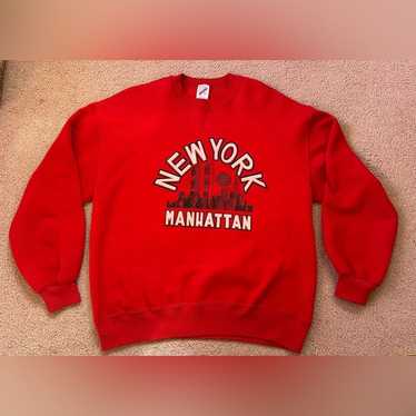 トップス 80s JERZEEZ red sweatshirt made in USA Vintage Jerzees Sweatshirt Adult XL Red Blank Sweater Made