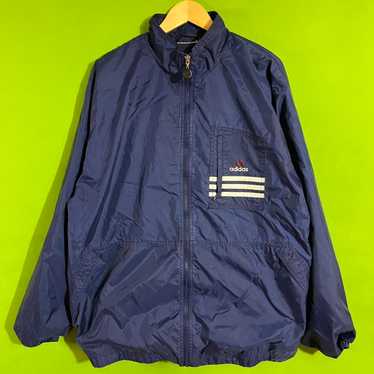 Vintage Adidas Windbreaker Jacket Zip Up Black Red Wh… - Gem