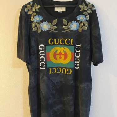 【GUCCI】1990s Logo Embroidery S/S T-Shirt Vintage Gucci Bootleg Embroidery Logo T-Shirt Medium – dla dushy