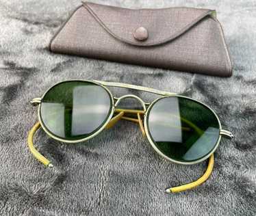 【超希少】1930's BAUSCH&LOMB - L ROUND Vintage Bausch & Lomb Sunglasses NNBM W2698 l's i's Glass
