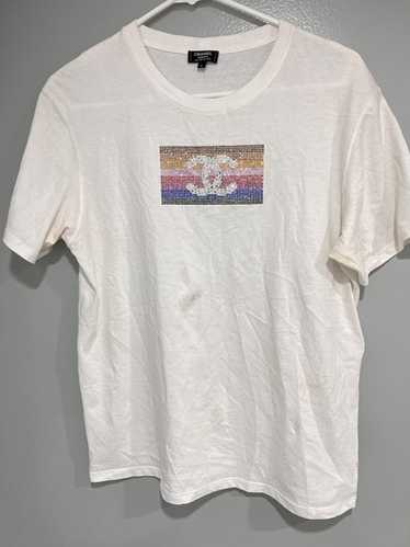 vintage 90s BOUTIQUE CHANEL　半袖ニットTee Vintage Chanel Paris Big Logo Gold Embroidery T Shirt Black
