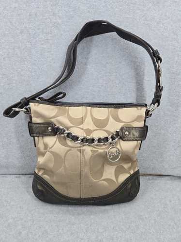 バッグ 1895 Coach Optic Signature Shoulderbag Coach Silver Gray Optic Signature Sateen Jacquard Shoulder