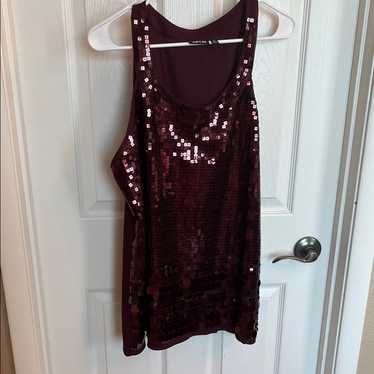 Apt. 9 Deep Red Sequin Tank Top - image 1