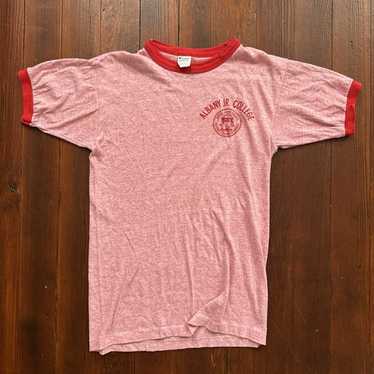 シャツ 70's USA ALABAMA college ringer vintage Men's Original Retro Brand White Alabama Crimson Tide School