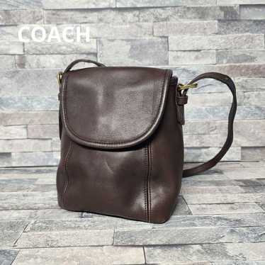 バッグ OLD COACH Flap Shoulder Bag Made in USA Genuine Vintage COACH Brown Leather Flap Shoulder Bag