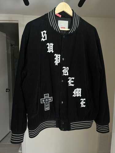 097◆Supreme CORDUROY VARSITY JACKET Supreme Old English Corduroy Varsity Jacket (BRAND NEW