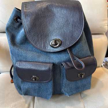バッグ Vintage Coach Turnrock Blue Daypack Vintage Coach Daypack Brown Leather Backpack 9960 Turn Lock