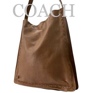 Old Coach Tote Bag Leather Brown USA A4可 Vintage 90's Coach Dark Brown Leather Soho Zip Tote Shoulder
