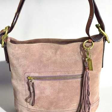 バッグ vintage coach Soho Hobo hand bag suede COACH Vintage Soho Shoulder bag buckle Suede Leather Beige