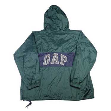 ジャケット・アウター 90s OLD GAP ANORAK WHITE STITCH COTTON VINTAGE Gap Jacket Mens Medium Anorak Pullover Hooded 90s