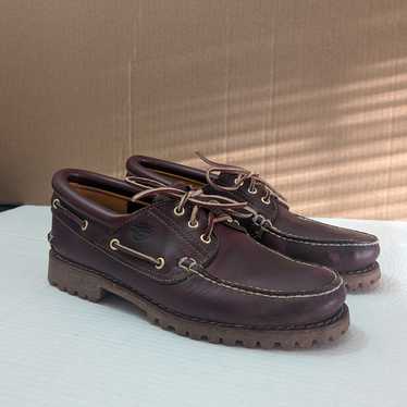 中古 Timberland 3 EYE CLASSIC LUG BURGUNDY Timberland Authentics 3 Eye Classic Lug Boat Shoe - Burgundy