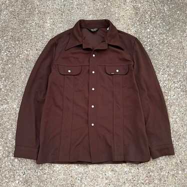 トップス 70s Lee RIDERS Polyester Western Shirts LEE Western Shirt Vintage 70s Brown Polyester Leisure Pearl