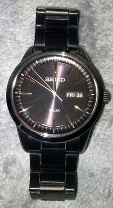 SEIKO セイコー　腕時計　ソーラー　V158-0AM0　ブラック　稼動 Seiko Solar V158-0AM0 Analog Stainless Leather Black Men's