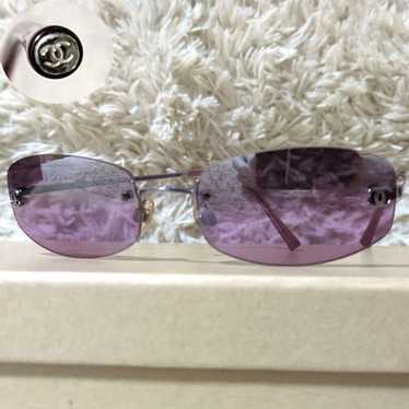 CHANEL Vintage sunglasses リムレス 4002 パープル CHANEL Purple Lens Silver Rimless Frame CC Logo Sunglasses