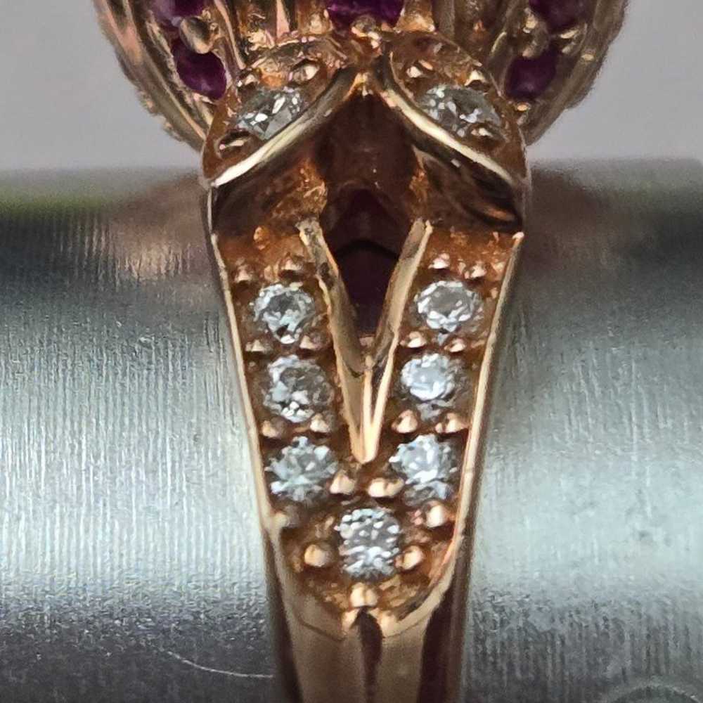 Gorgeous ROSS SIMONS Ruby and Cubic Zirconia Rose… - image 4