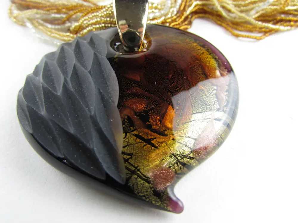 Glass Modernist Heart Signed Murano on Multi Stra… - image 12