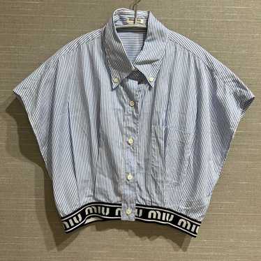 Miu Miu ストライプ ショートシャツ Miu Miu コットンストライプシャツ (すべての新品) IFCHIC.COM