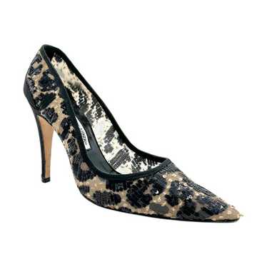 Manolo Blahnik Leopard Print Sequin Pointed Toe H… - image 1