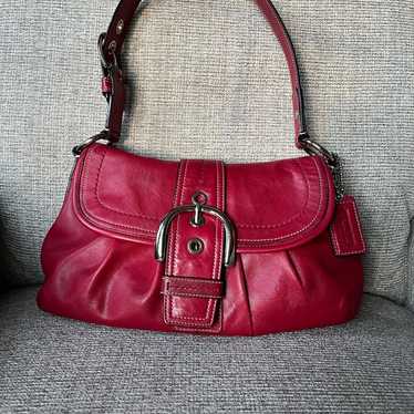 バッグ COACH Soho Leather Satchel Bag Bordeaux COACH RARE, Vintage Soho Satchel- Flap, Studded -9642